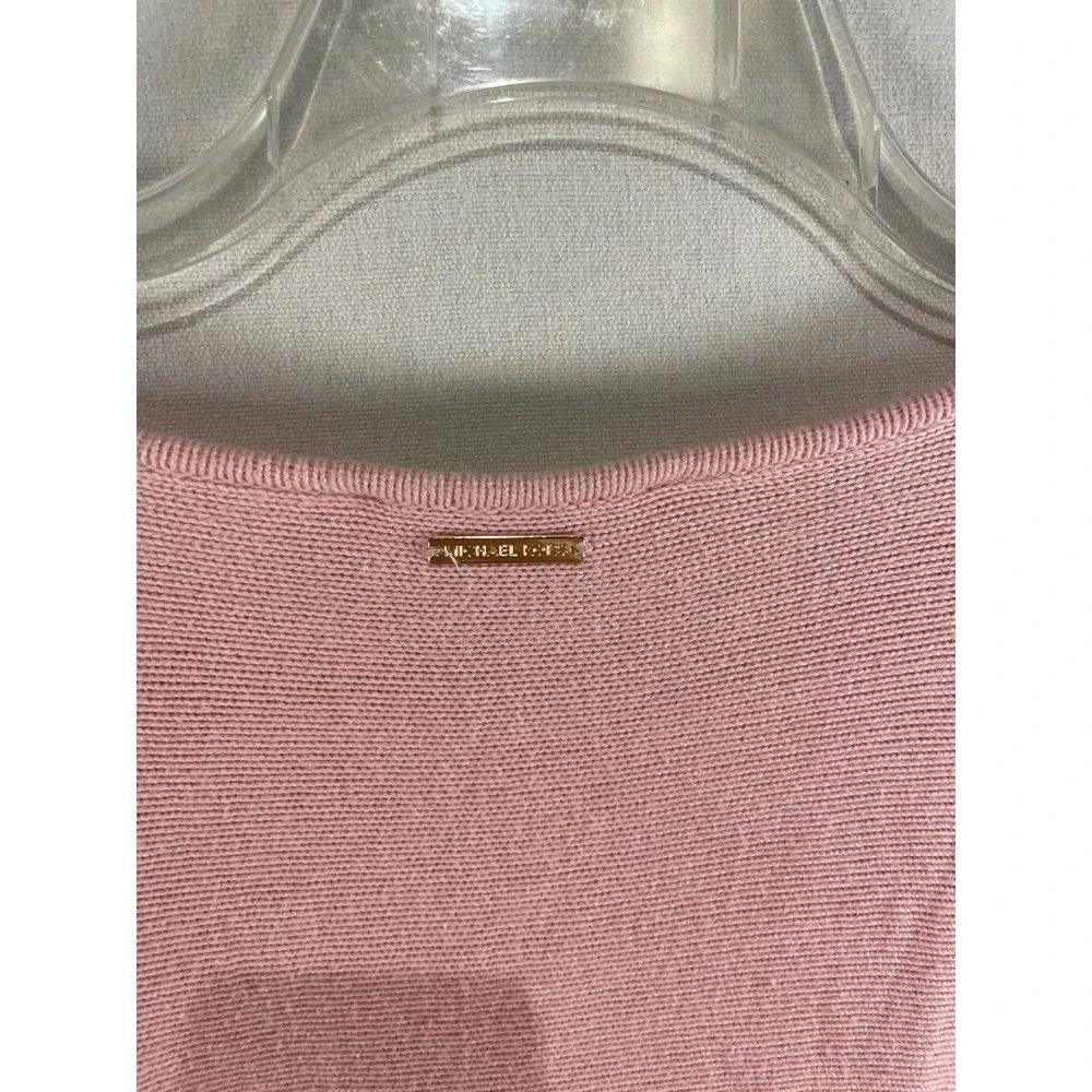 Michael Kors Pink Side Zip High Low Crew Neck Knit Sweater Womens Large G32